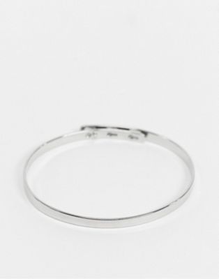 ASOS DESIGN bangle bracelet in minimal design in silver tone - ASOS Price Checker