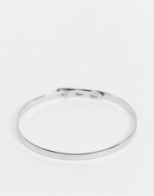 ASOS DESIGN bangle bracelet in minimal design in silver tone