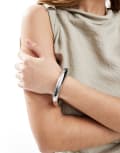 [ASOS DESIGN] ASOS DESIGN bangle bracelet with square detail in silver tone No Size Silver