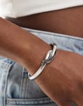 [ASOS DESIGN] ASOS DESIGN bangle bracelet with wrap detail in silver tone No Size silver