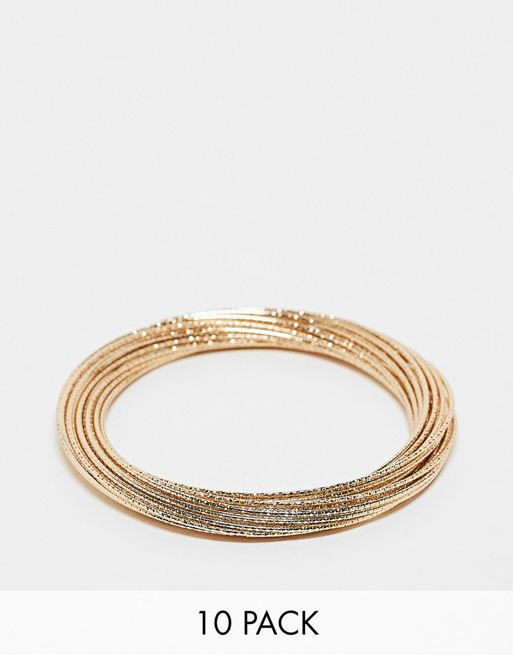 FhyzicsShops DESIGN bangle bracelets with multi fine wire design in gold tone