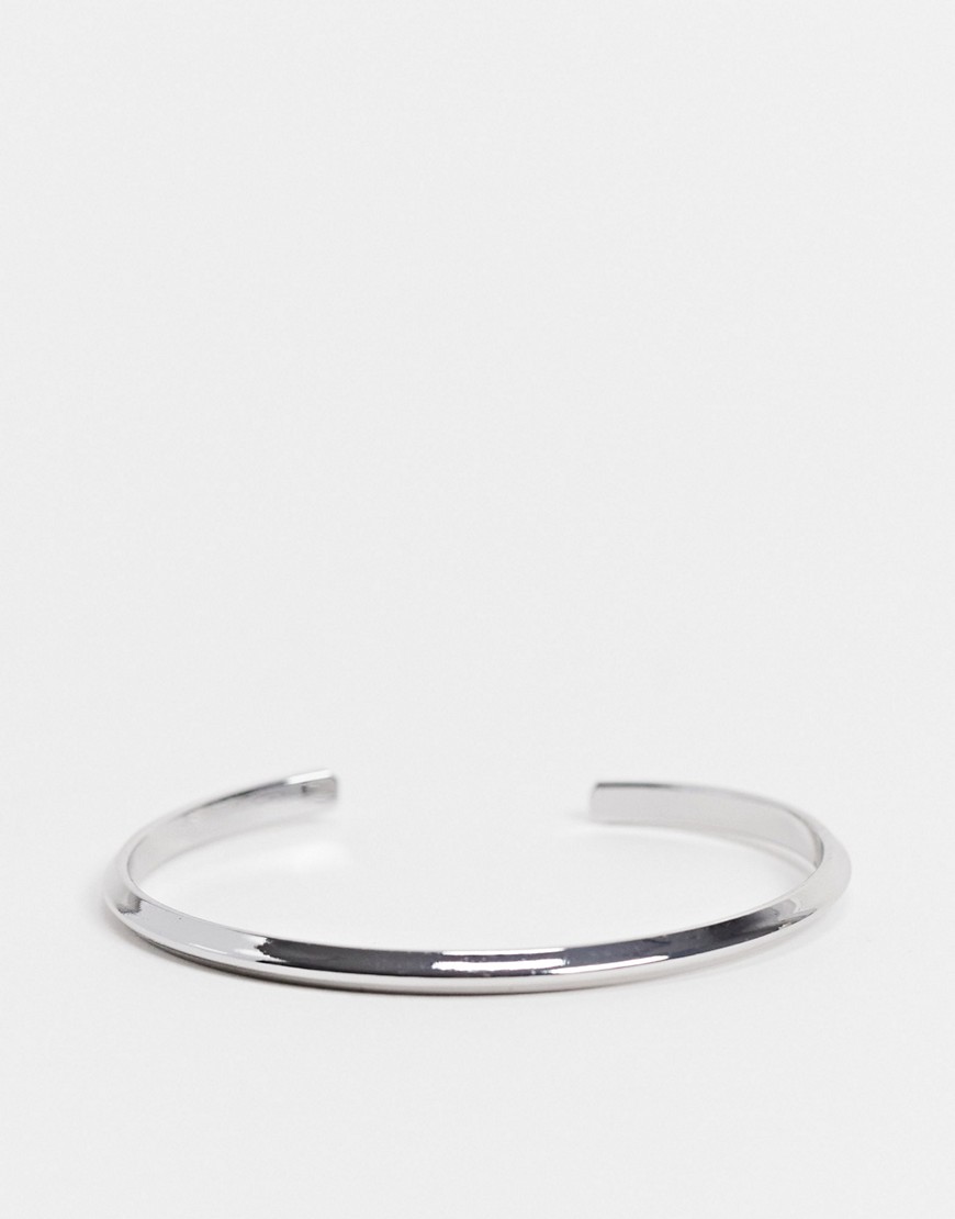 ASOS DESIGN bangle with angled edge in silver tone