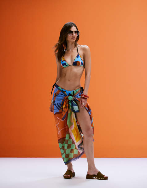 ASOS DESIGN - Barbara - Bikini med rebdetalje og abstrakt print - view 1