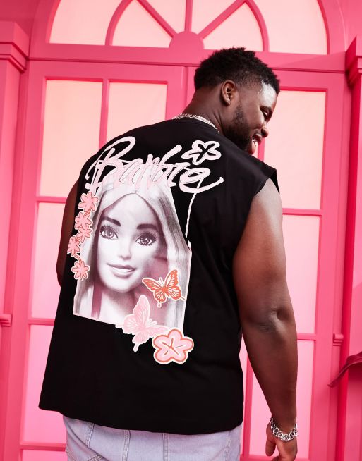 ASOS DESIGN Barbie oversized singlet with graphic print in black (part of a set)