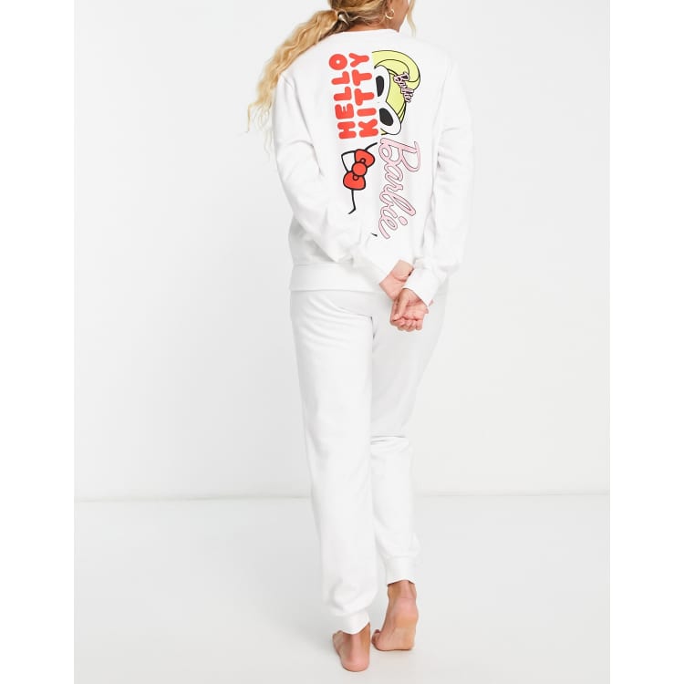 ASOS Design Barbie x Hello Kitty Lounge Sweat & Sweatpants Set in White