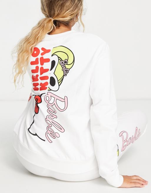 ASOS Design Barbie x Hello Kitty Lounge Sweat & Sweatpants Set in White