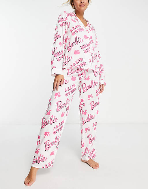 ASOS DESIGN - Barbie x Hello Kitty - Pigiama in modal con camicia