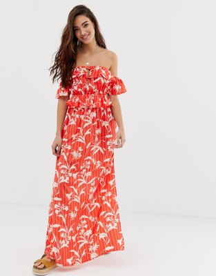 bardot maxi beach dress