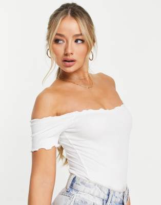 white bardot bodysuit