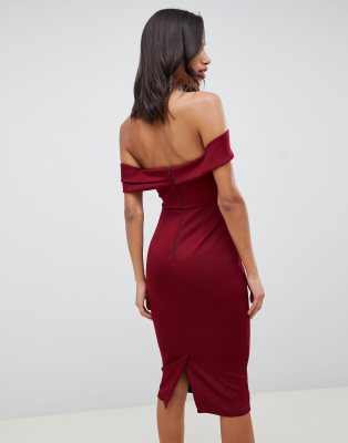 Asos bardot cheap fold wrap dress