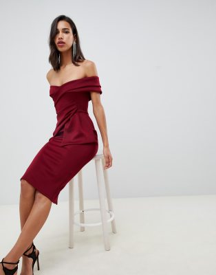 asos bardot fold wrap dress