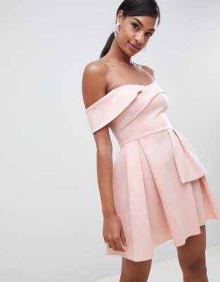 bardot wrap mini dress