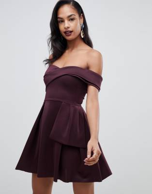 bardot fold wrap dress