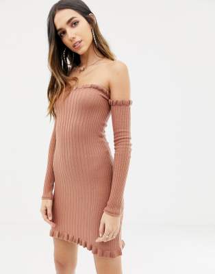 ribbed knit mini dress