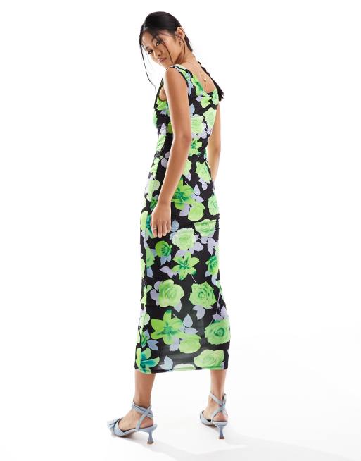vibrant floral midi dress bardot Sorella Printed Midi Dress In Sunset Floral