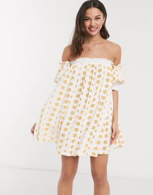 yellow and white dress design