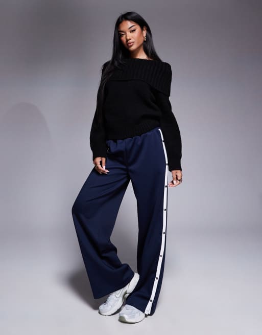 ASOS DESIGN bardot off shoulder jumper in black