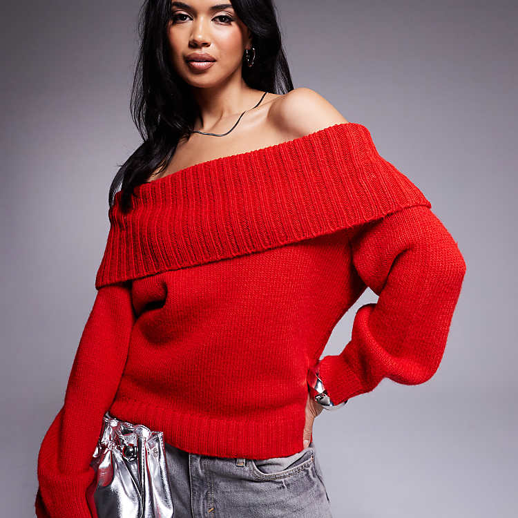 red sweater dress off shoulder Bubble Sleeve Maternity PinkBlush Polyamide 27.0% Womens Sweaters Red Off The