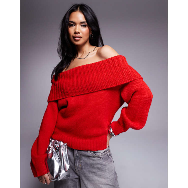 red off the shoulder sweater dress Ella Rafaella Plus Womens Ribbed Tea Length Sweaterdress, Ruby
