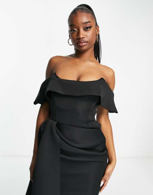 Asos black sales bardot dress