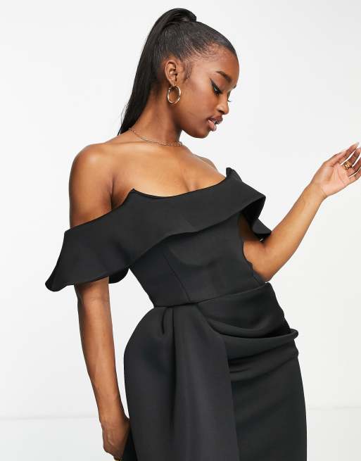 Black bardot sales pencil dress