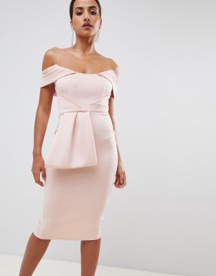 ASOS DESIGN bardot peplum midi bodycon 