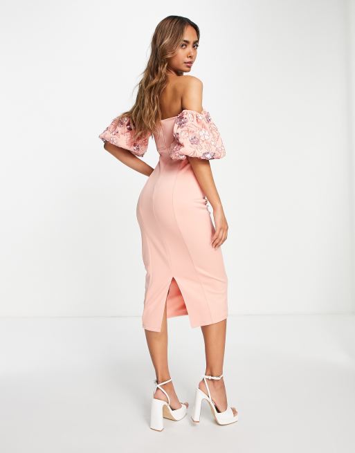 Asos pink shop bardot dress