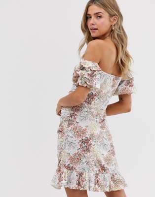 asos floral bardot dress