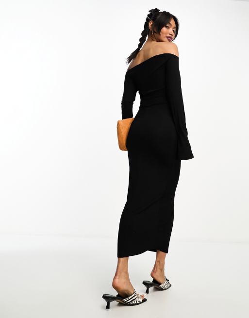 Black bardot hot sale long dress