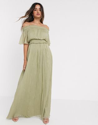 sage green bardot dress