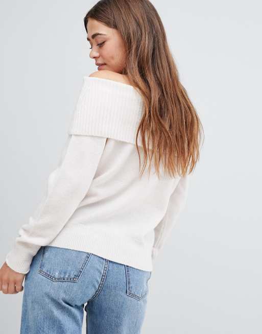 White fluffy hotsell bardot jumper