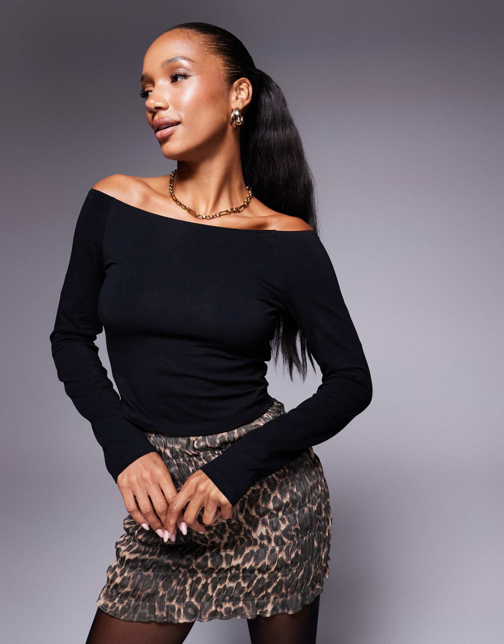 asos design bardot top in black