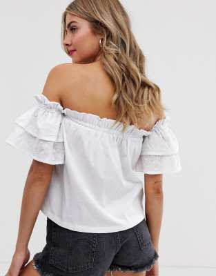 asos white bardot top