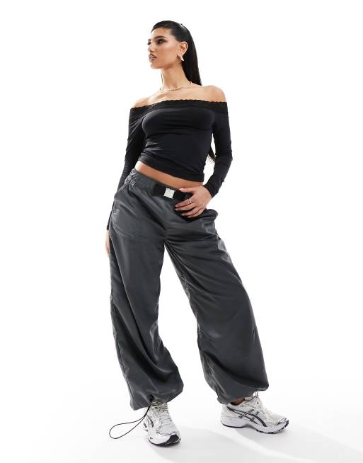 ASOS DESIGN bardot top with lace trim in black, 3 of 4