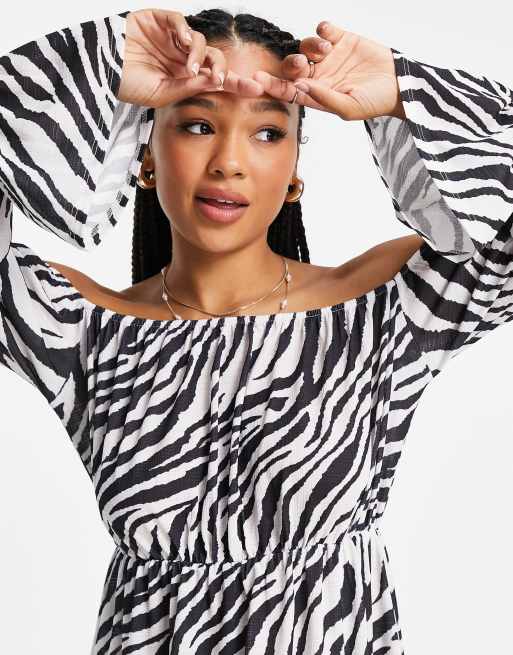 Zebra print hot sale bardot dress