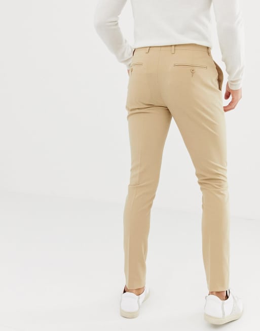 ASOS DESIGN - Bardzo dopasowane eleganckie spodnie w kolorze beżowym, 2 z 4