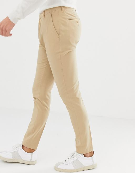 ASOS DESIGN - Bardzo dopasowane eleganckie spodnie w kolorze beżowym, 4 z 4