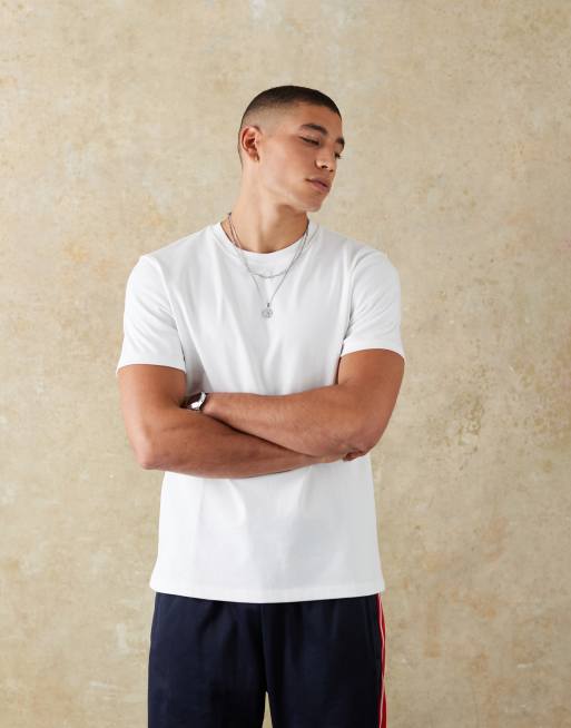 ASOS DESIGN – Bardzo gruby biały T-shirt z okrągłym dekoltem 