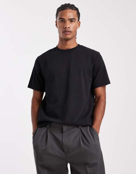 ASOS DESIGN – Bardzo gruby czarny T-shirt z okrągłym dekoltem - view 1