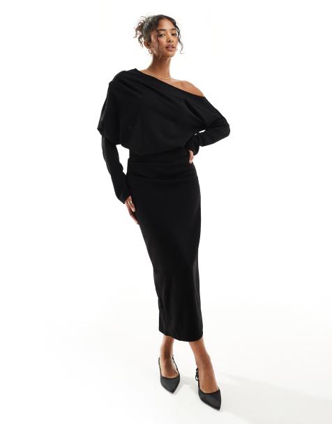 ASOS DESIGN – Bardzo luźna sukienka midi z obniżoną linią ramion - view 1