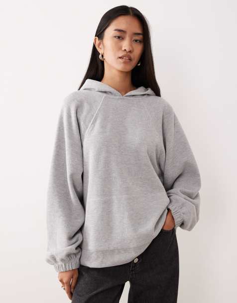ASOS DESIGN – Bardzo miękka bluza oversize z kapturem i raglanowymi rękawami w szarym melanżowym kolorze - view 1