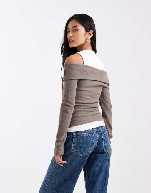 ASOS DESIGN – Bardzo miękki dwuwarstwowy top z odsłoniętymi ramionami, 3 z 4
