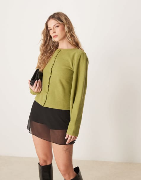 ASOS DESIGN cocoon super soft cardigan in olive