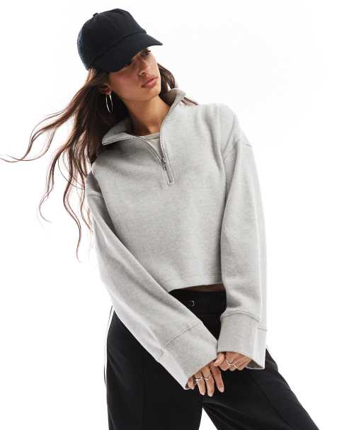 ASOS DESIGN – Bardzo miękki sweter o krótkim pudełkowym kroju z długim rękawem w szarym melanżowym kolorze - view 1