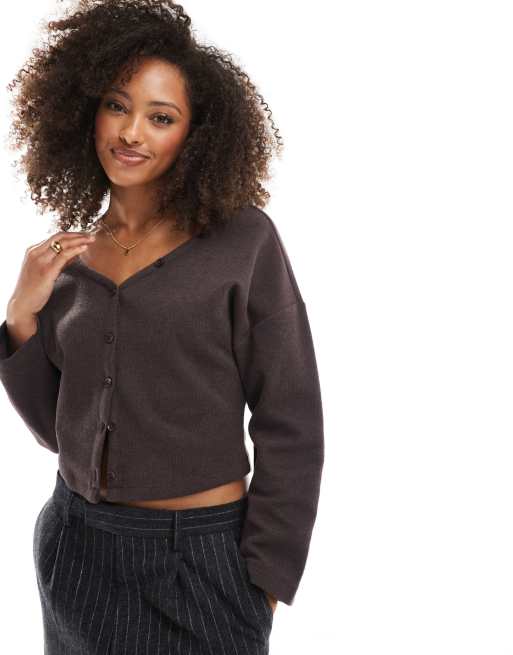 ASOS DESIGN – Bardzo miękki szczotkowany top zapinany na guziki z rękawami typu nietoperz