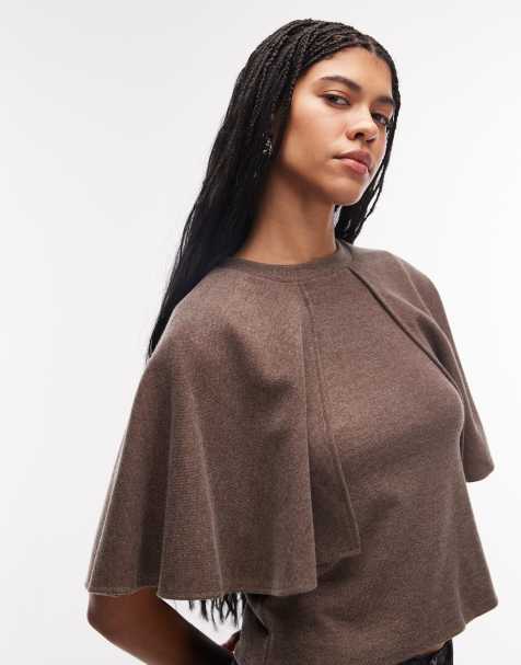 ASOS DESIGN – Bardzo miękki top z ozdobną peleryną w kolorze mokki - view 1