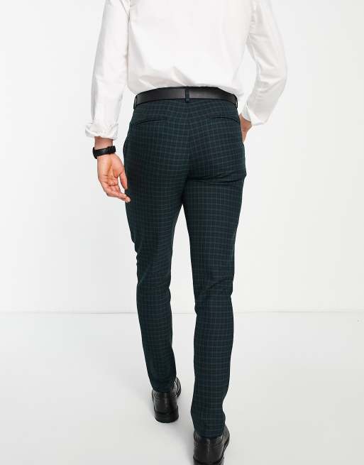 ASOS DESIGN – Bardzo obcisłe eleganckie spodnie w granatową szkocką kratę, 2 z 4