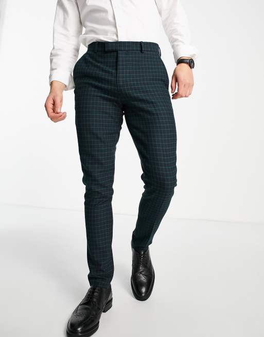 ASOS DESIGN – Bardzo obcisłe eleganckie spodnie w granatową szkocką kratę, 4 z 4