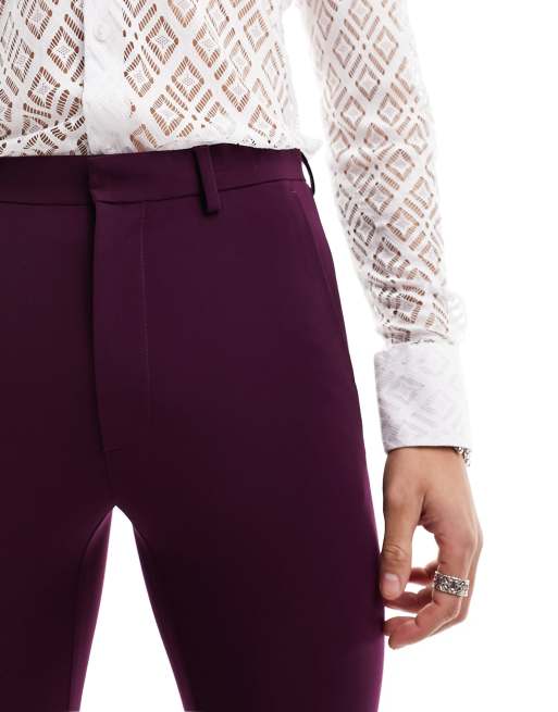 ASOS DESIGN – Bardzo obcisłe spodnie smokingowe w fioletowym kolorze, 5 z 5