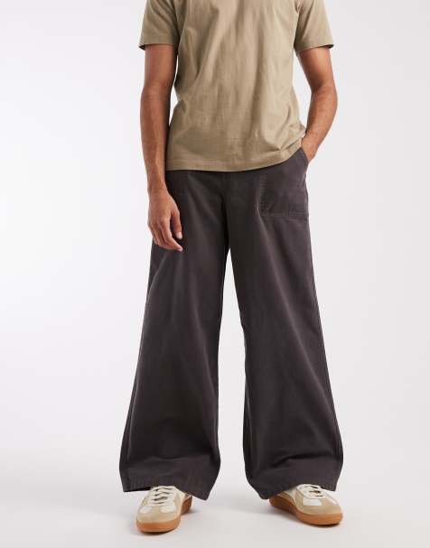 ASOS DESIGN loose trousers in charcoal